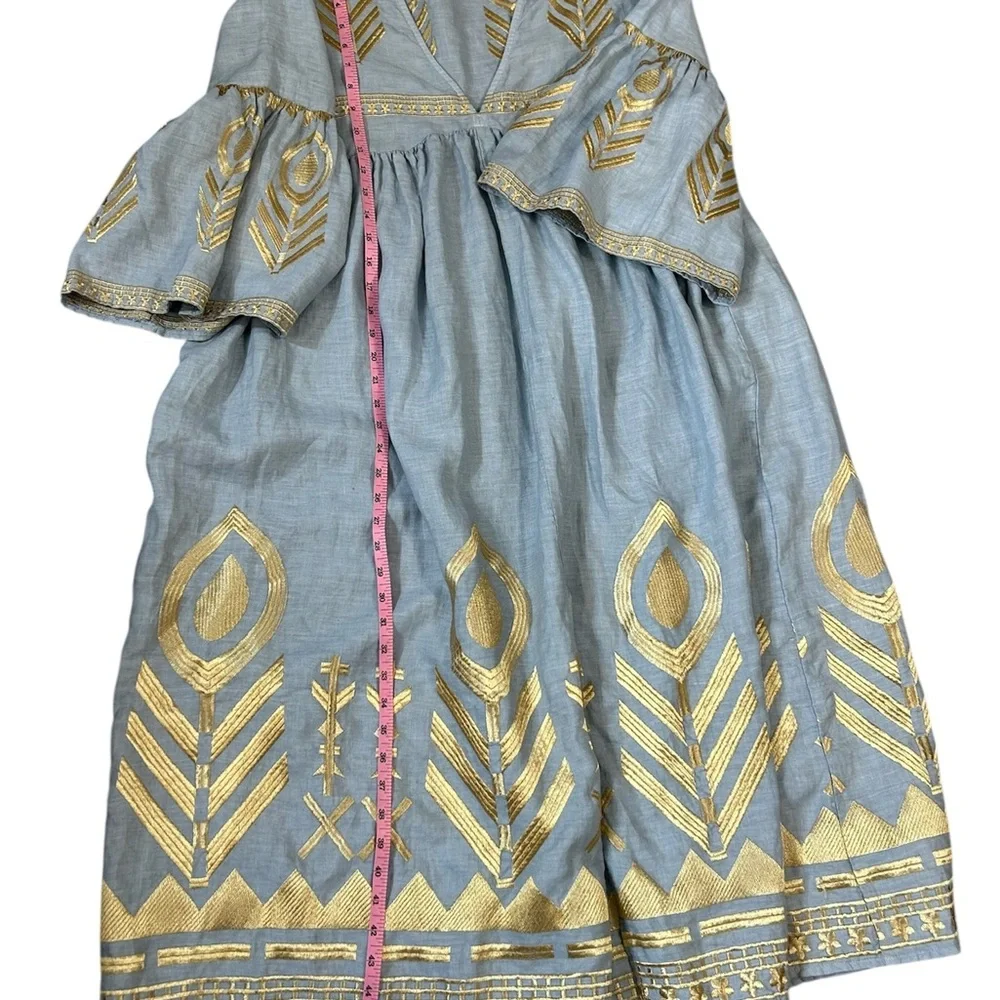 Greek Archaic Kori Elegant Gray and Gold Women's Dress - Picture 9 of 12